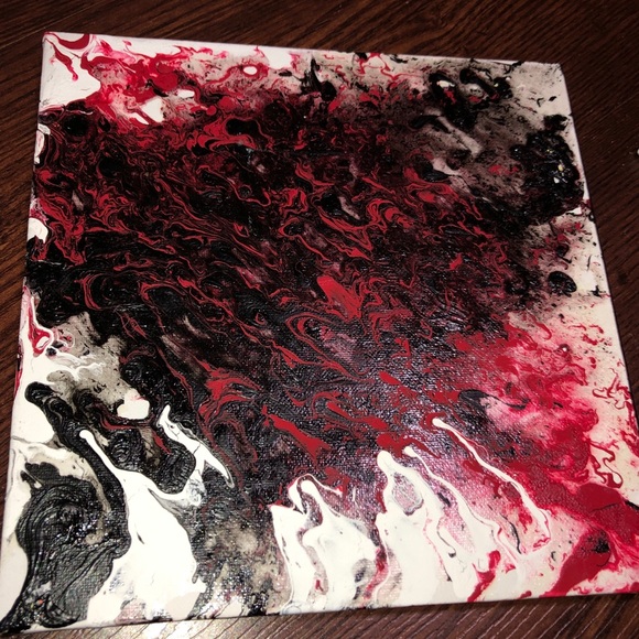 Red/White/Black Pour Painting - Picture 4 of 5